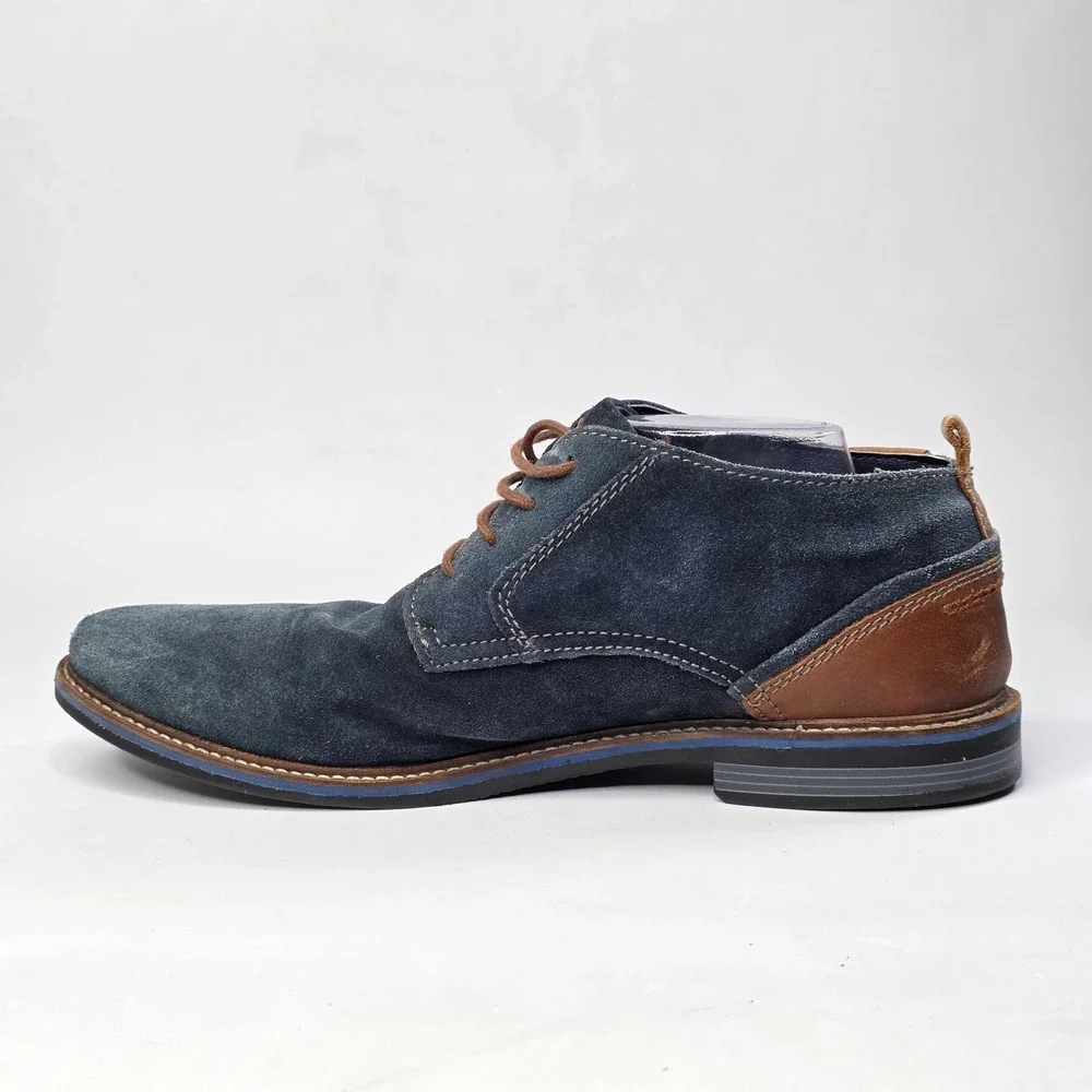 Bugatti Men's Oxford Dress Shoes Size 11 EU 44 Blue Teal Suede Lace Up Boots‎